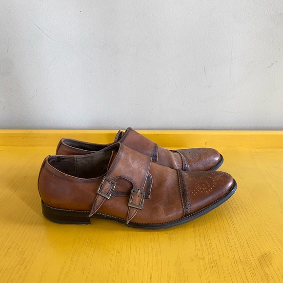 Asher Green Dress Shoes Genuine Leather Double Monk Strap Formal Mens Shoes  9.5